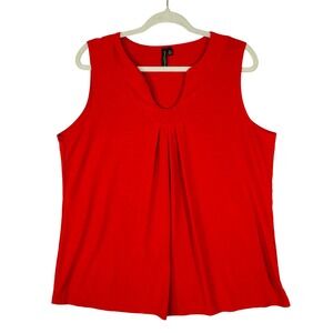 Susan Lawrence Woman Red Textured Pleated Front Sleeveless Top Plus Size 2X USA